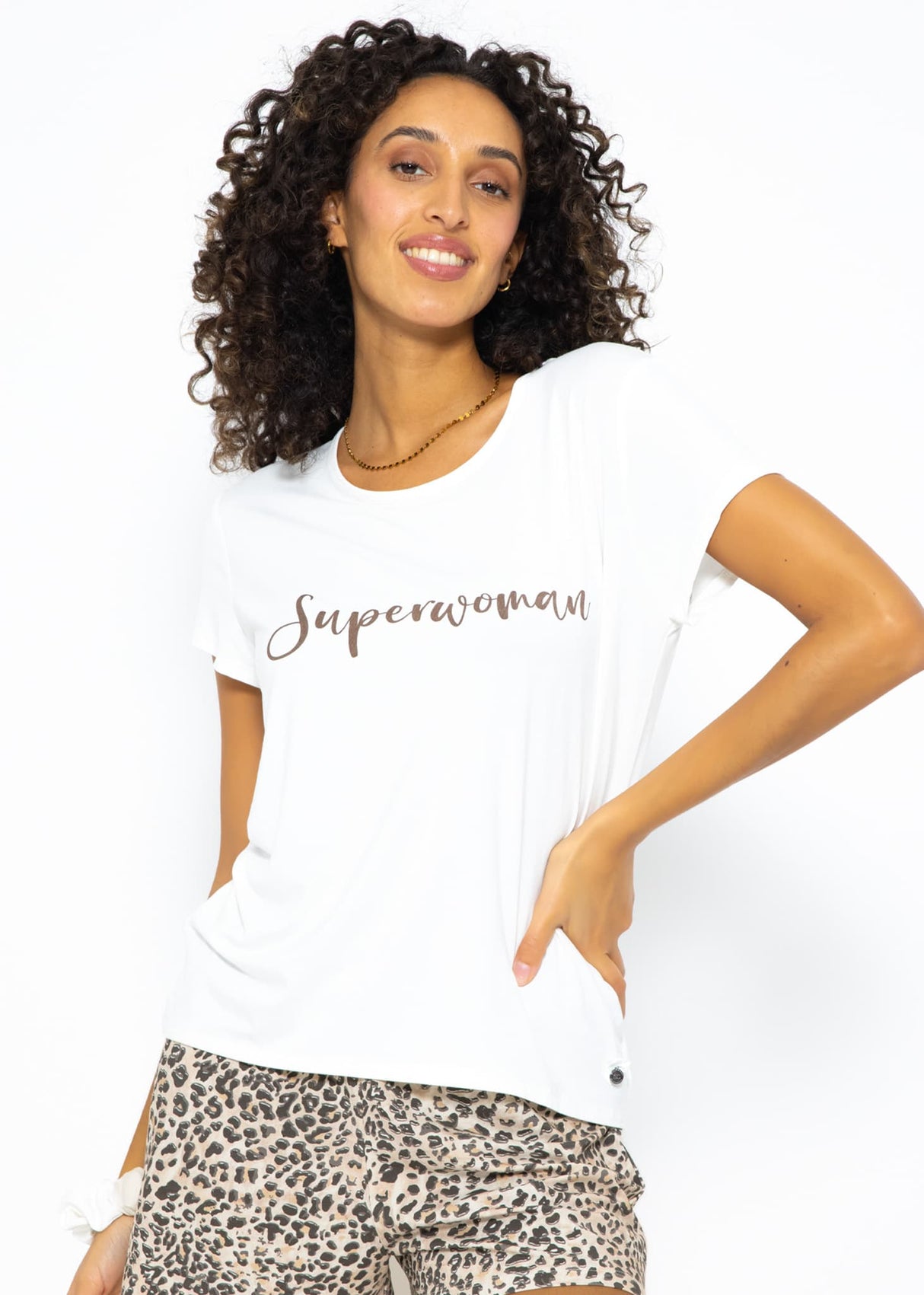 Pyjama Shirt mit Print - offwhite