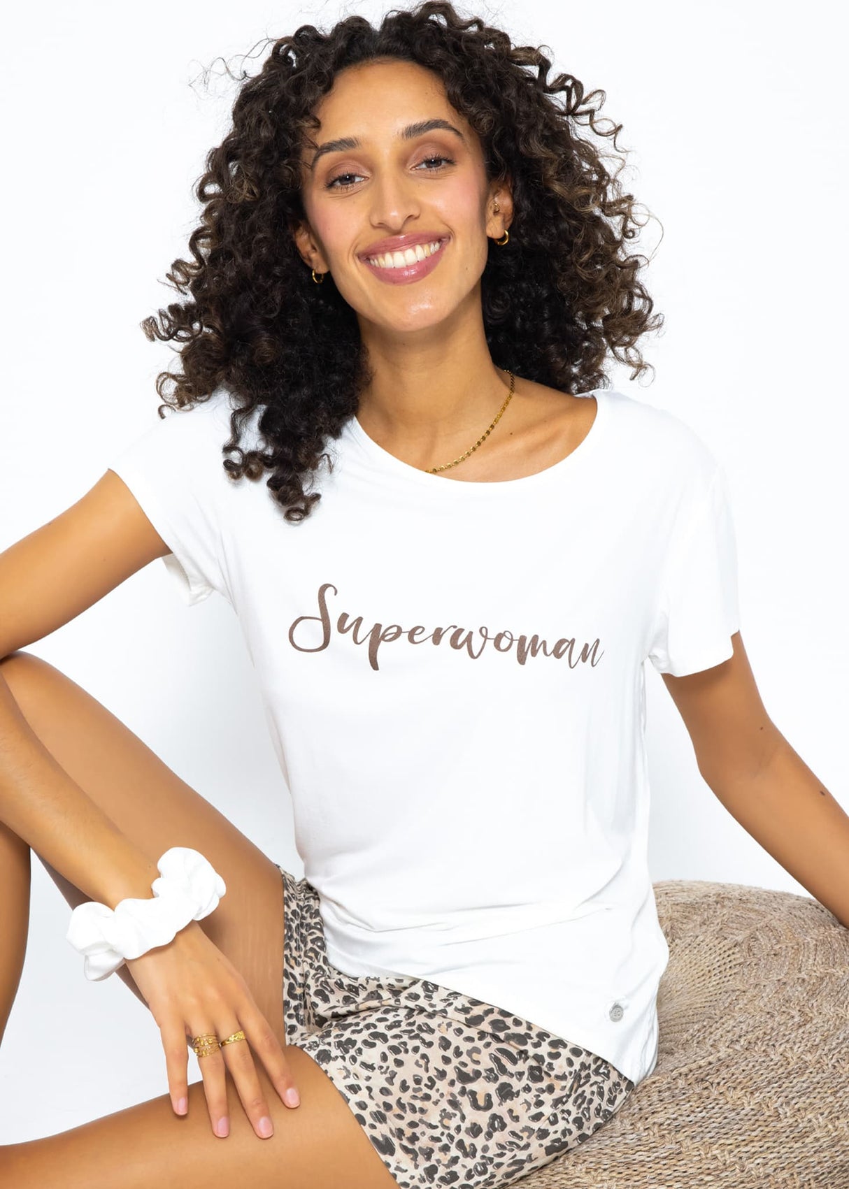 Pyjama Shirt mit Print - offwhite