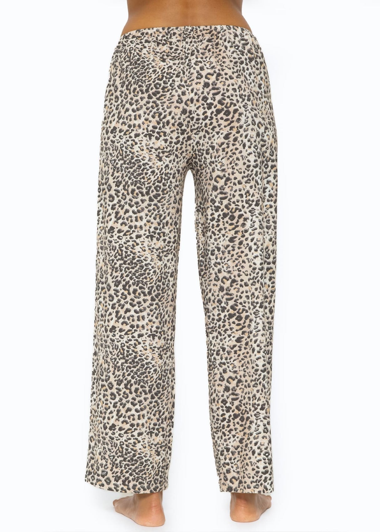 Pyjamahose mit Leoprint - beige