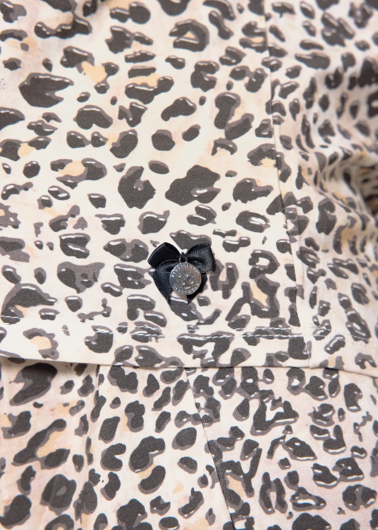 Pajama shirt with leopard print - beige