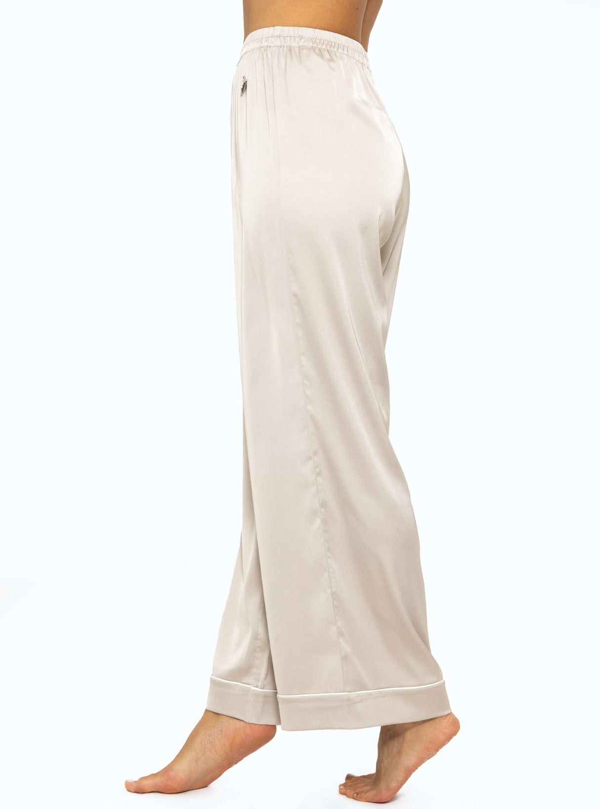 Satin Pants mit Paspel - champagner