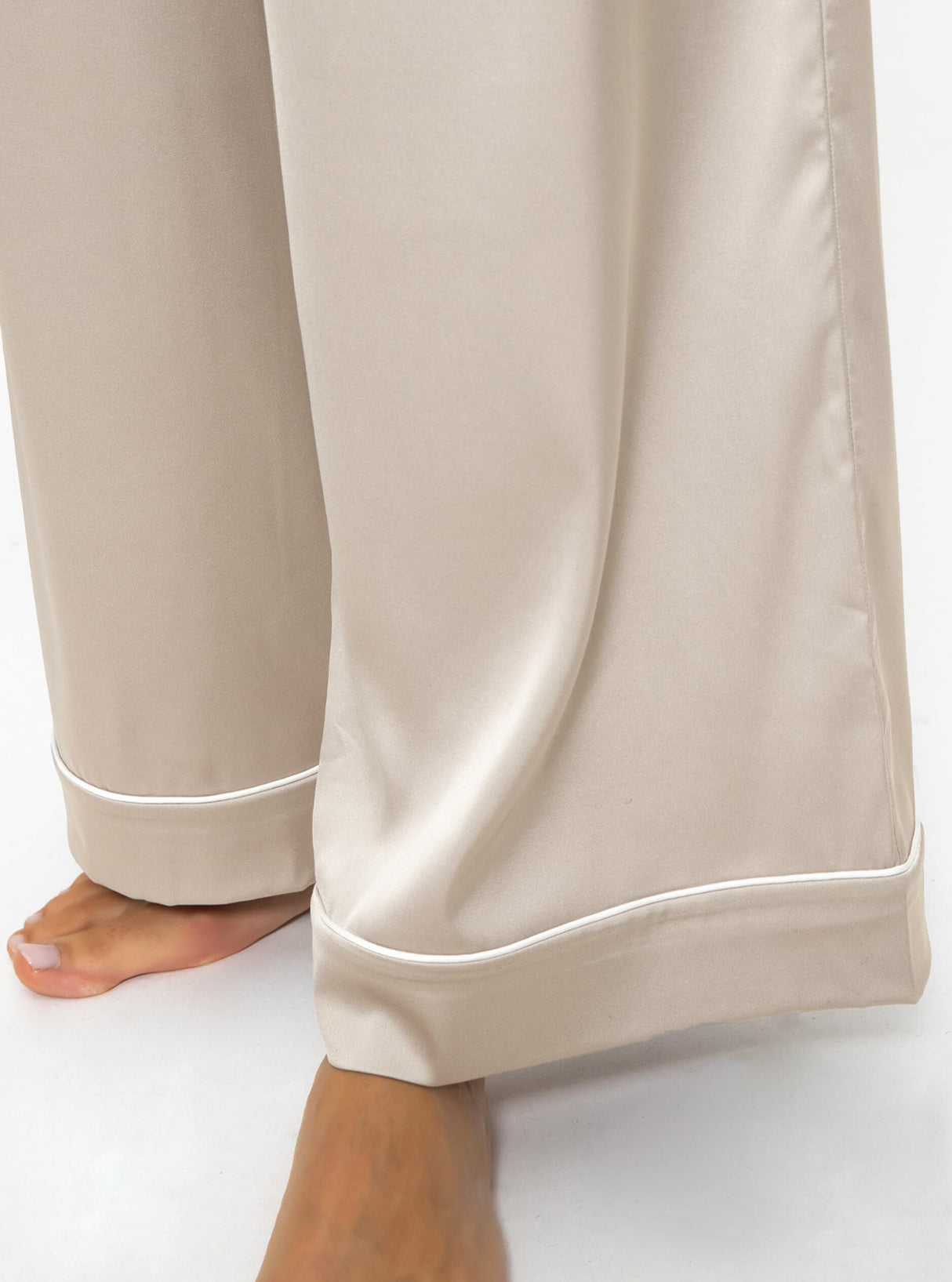 Satin Pants mit Paspel - champagner