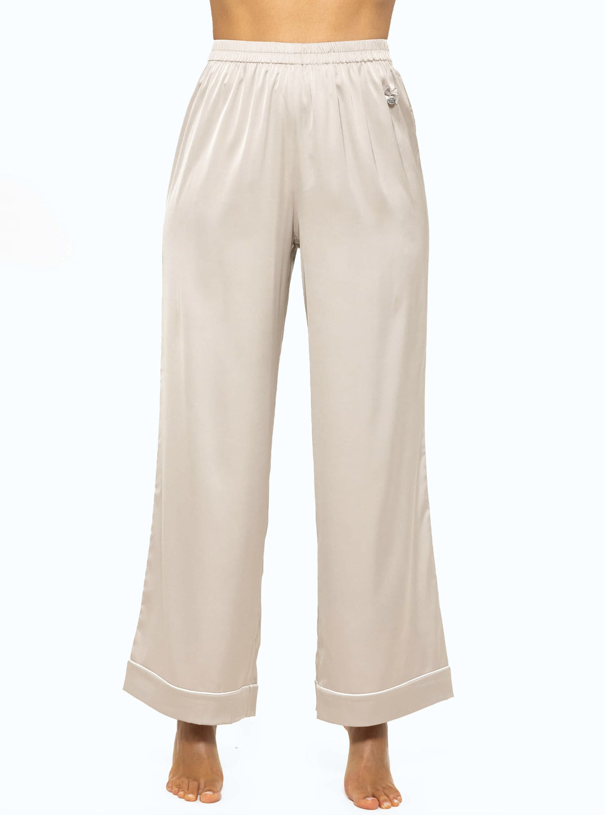 Satin Pants mit Paspel - champagner