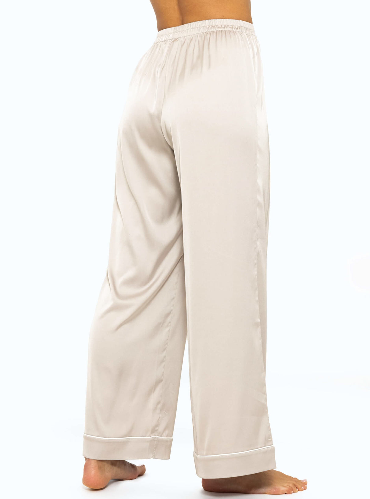 Satin Pants mit Paspel - champagner