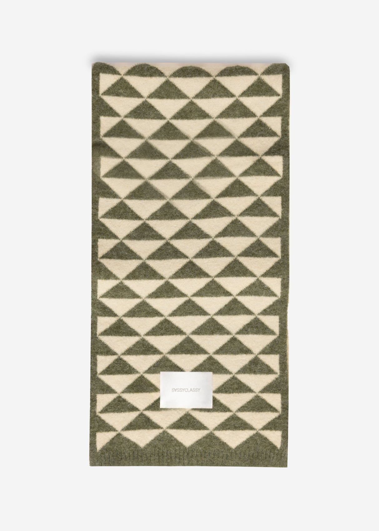 Scarf with geometric print - khaki-off-white