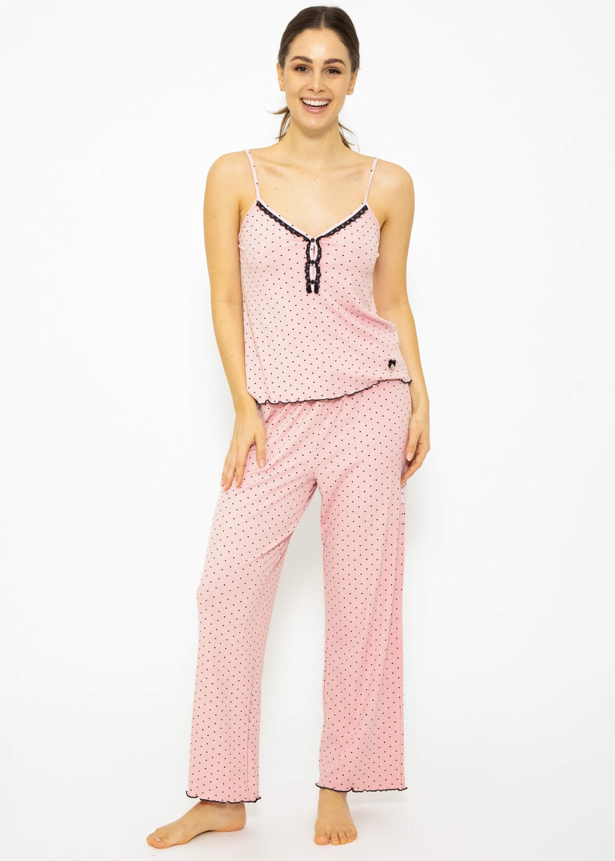 Schlaf-Top mit Spitze - rosa