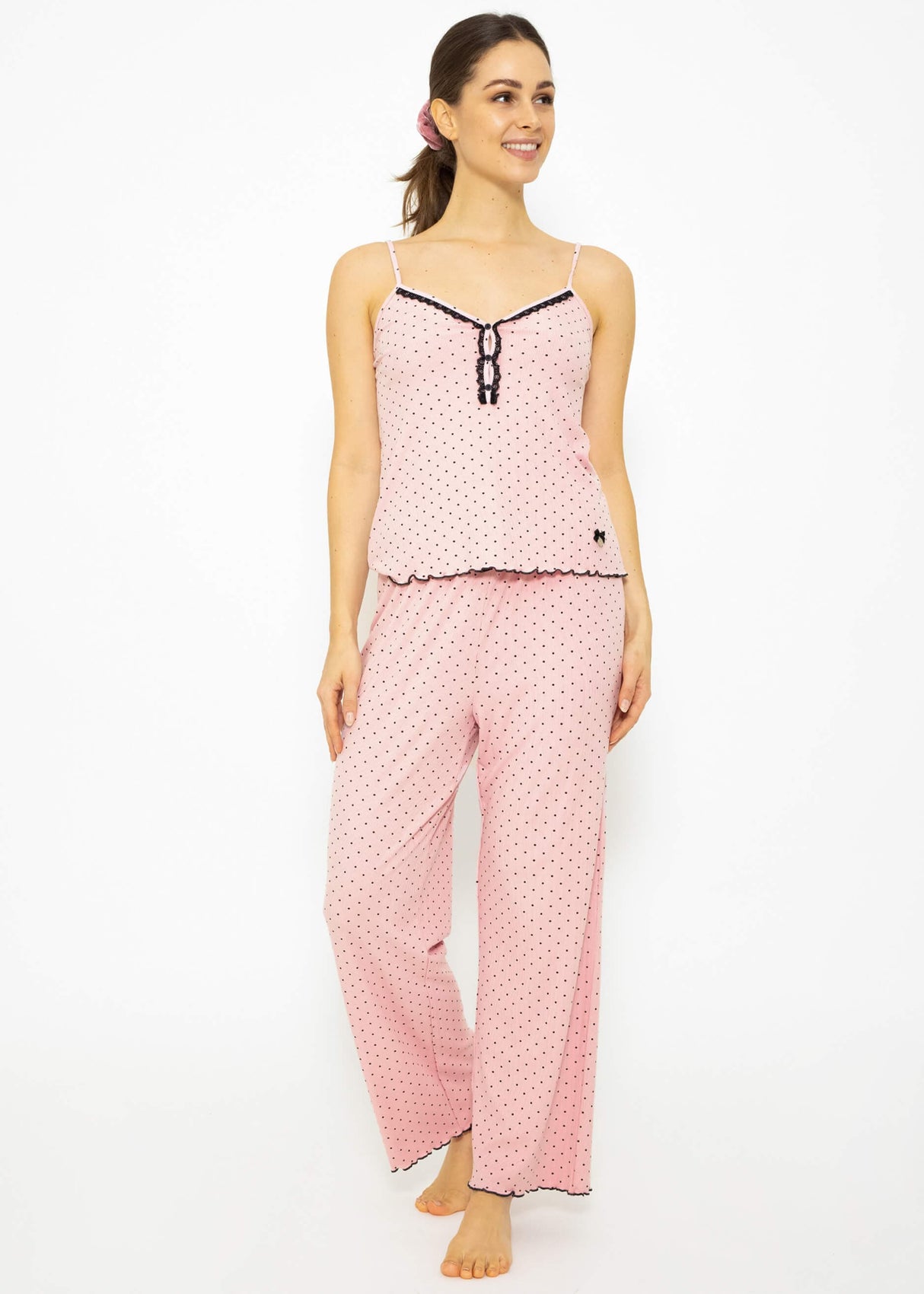 Sleep pants with dots - pink