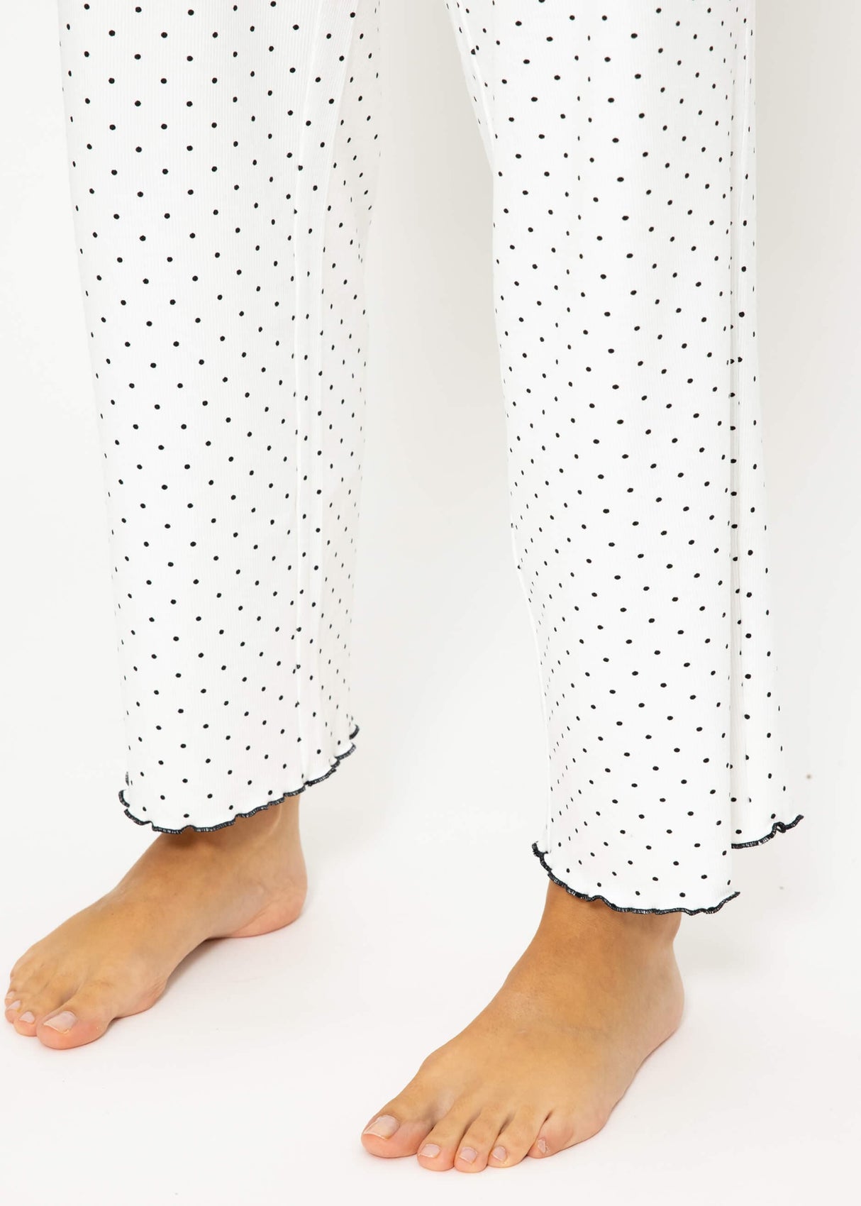 Schlafhose mit Pünktchen - weiß