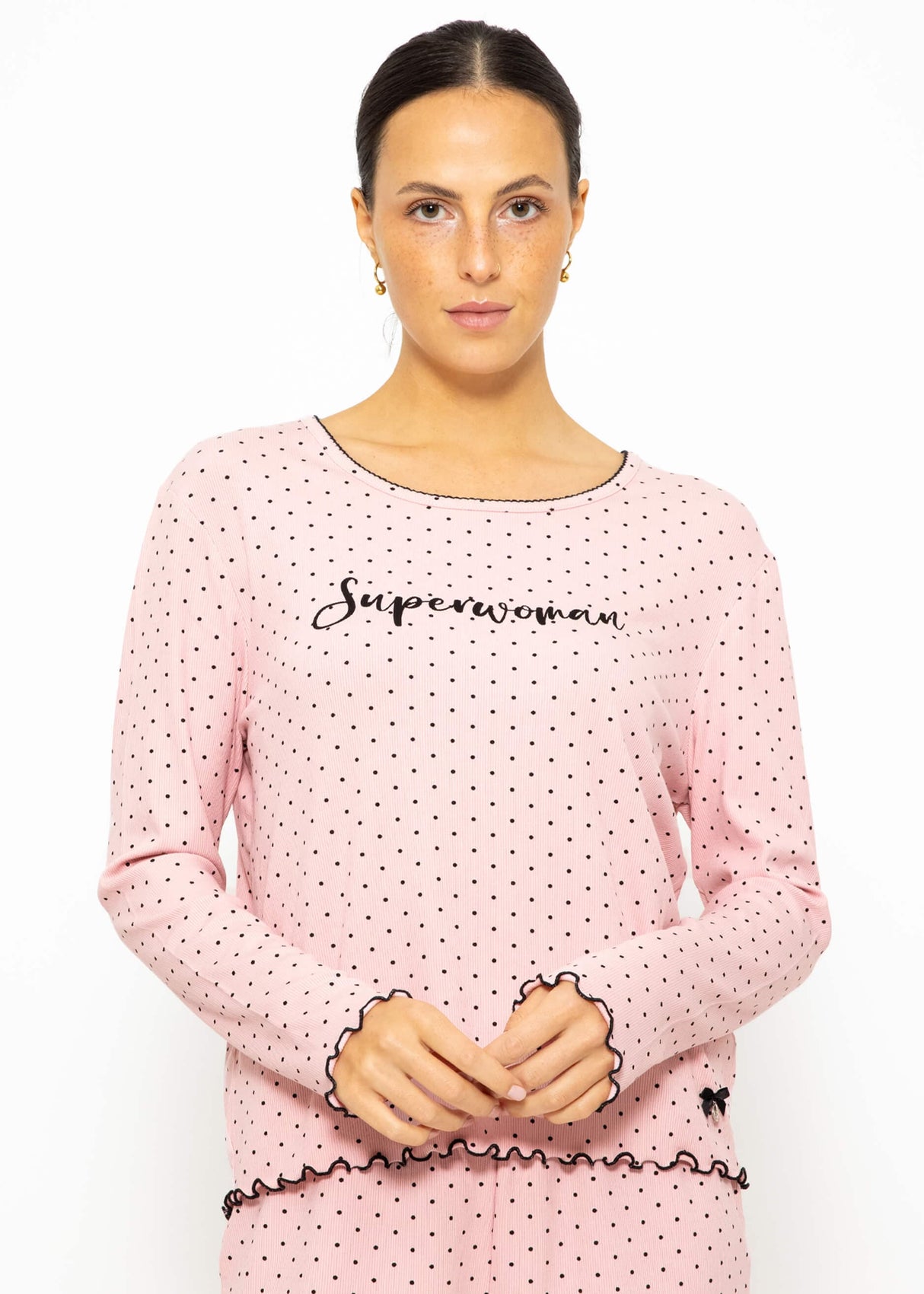 Schlafshirt mit Pünktchen - rosa