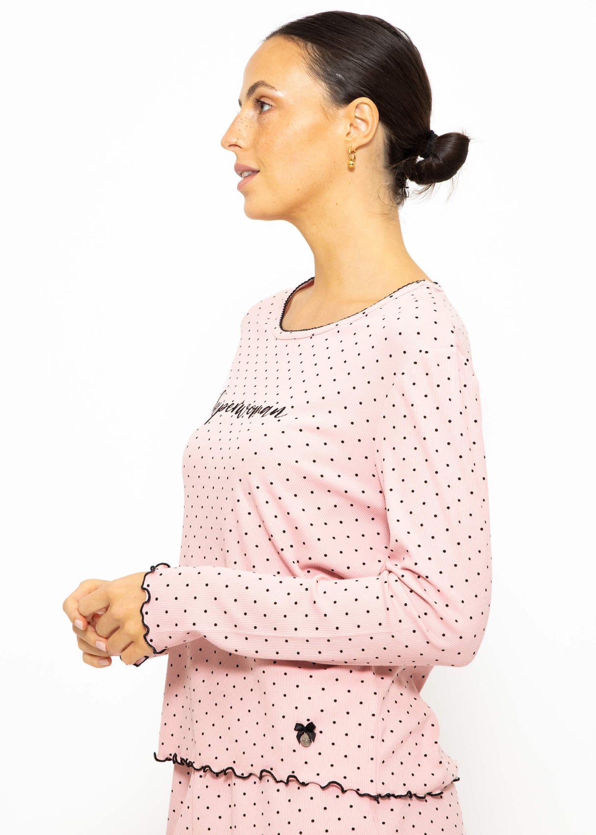 Schlafshirt mit Pünktchen - rosa