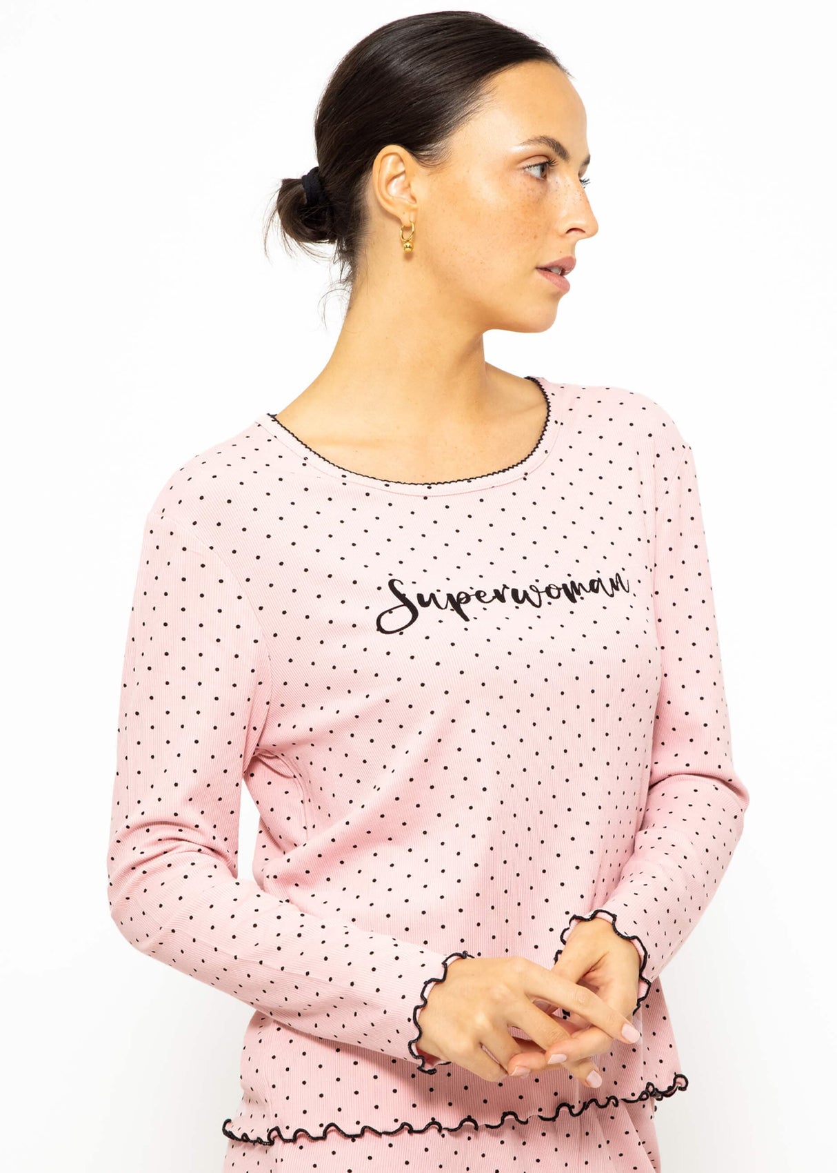 Schlafshirt mit Pünktchen - rosa