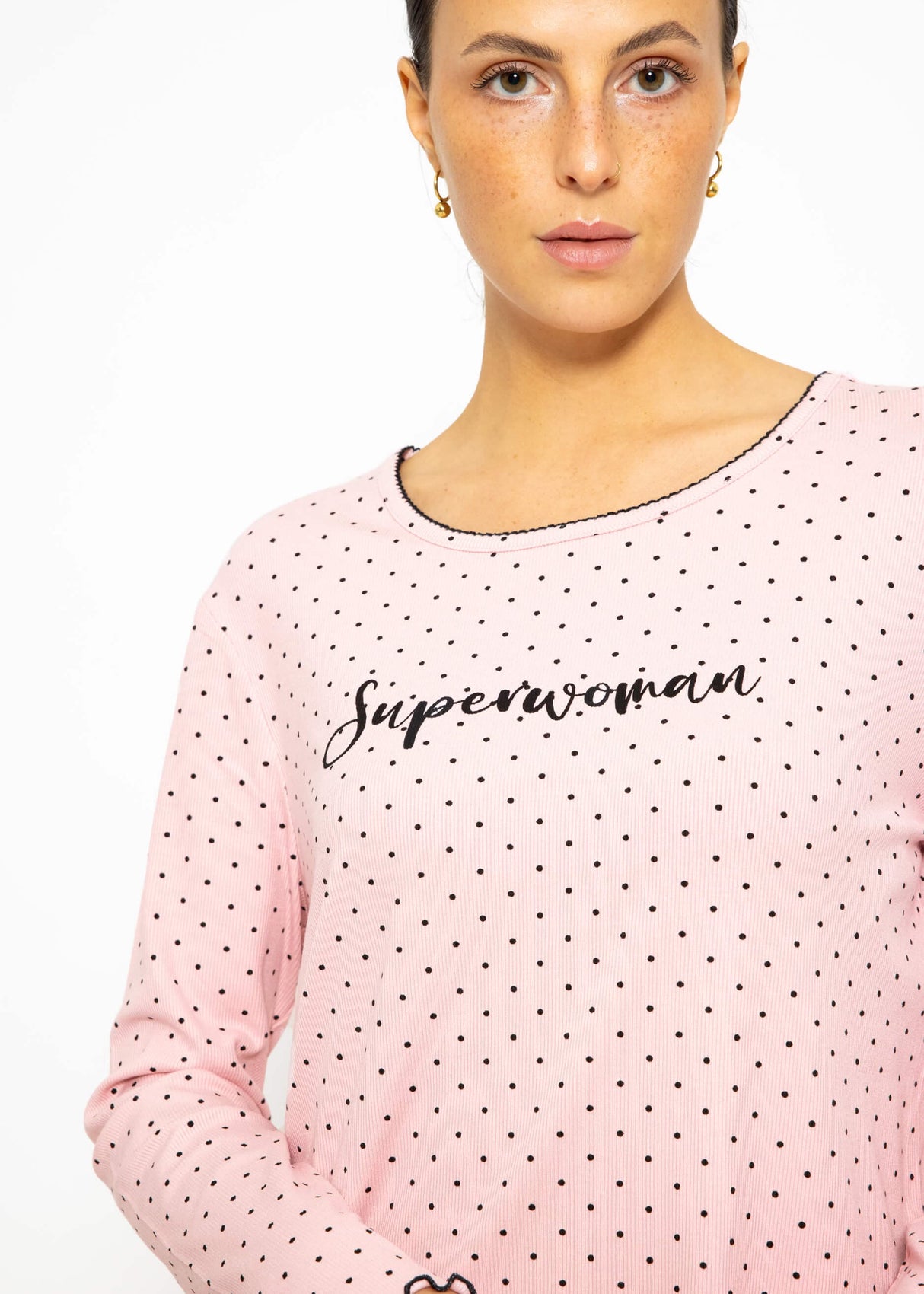 Schlafshirt mit Pünktchen - rosa