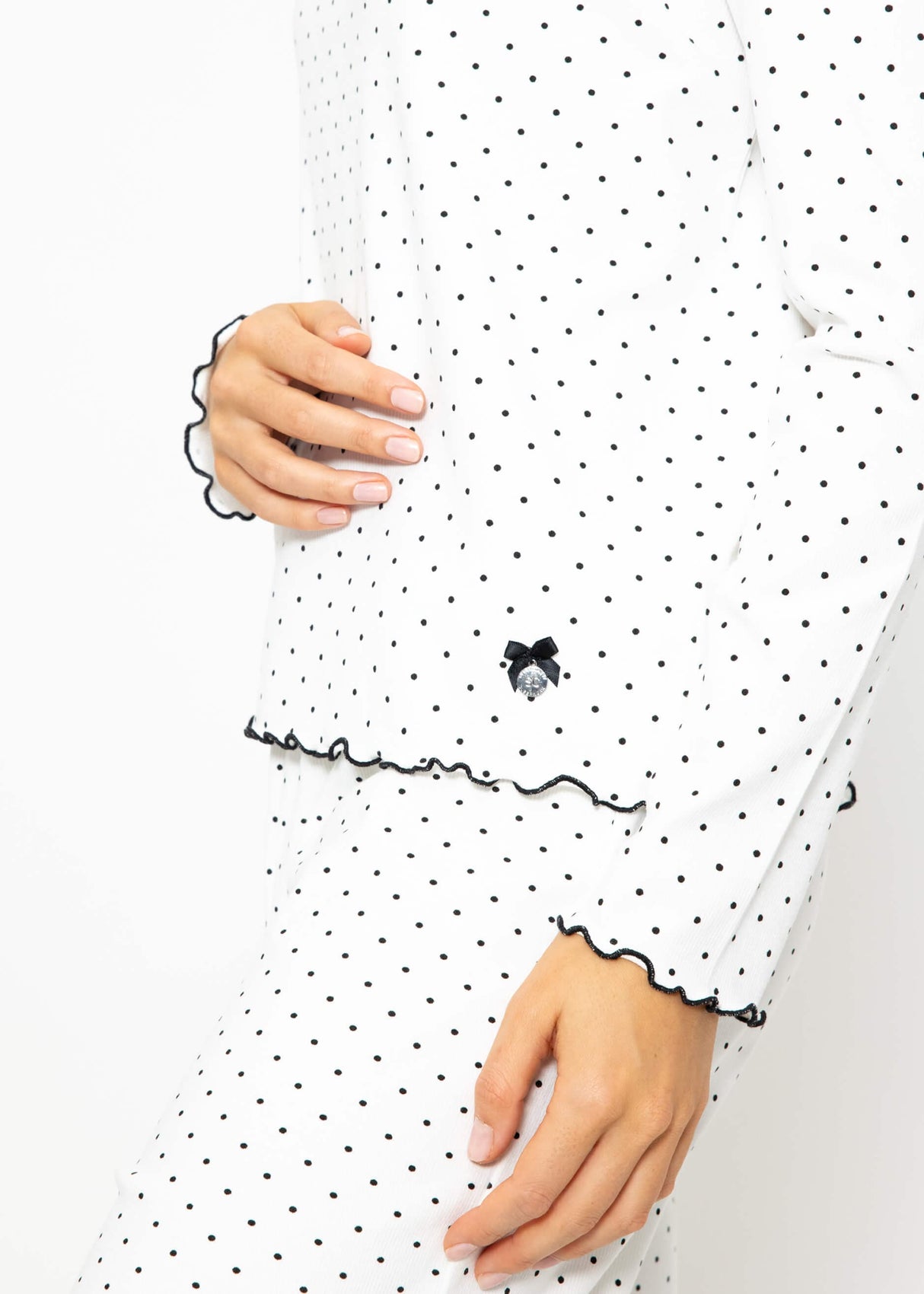 Schlafshirt mit Pünktchen - weiß