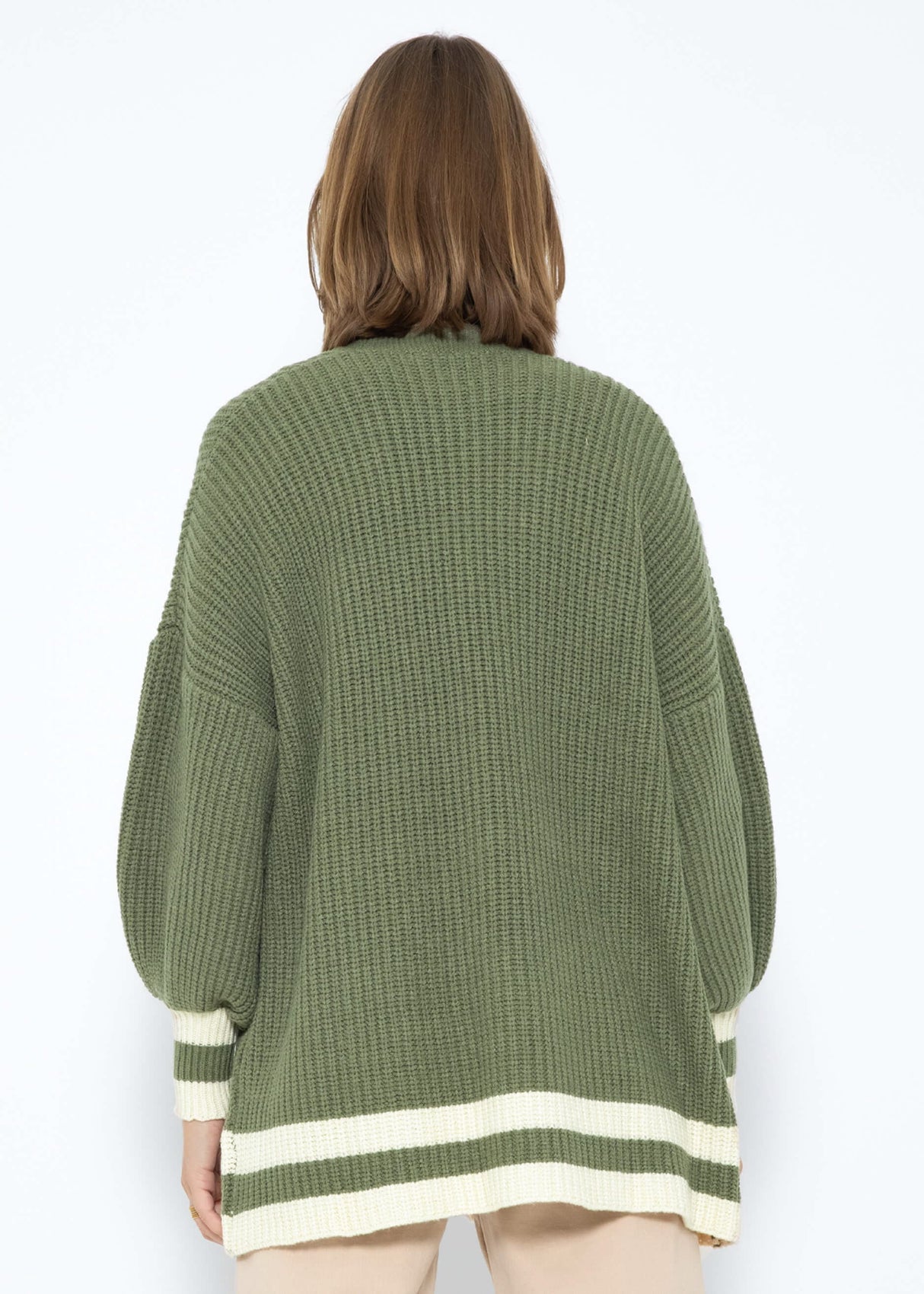 Soft knit cardigan with pockets - khaki-beige