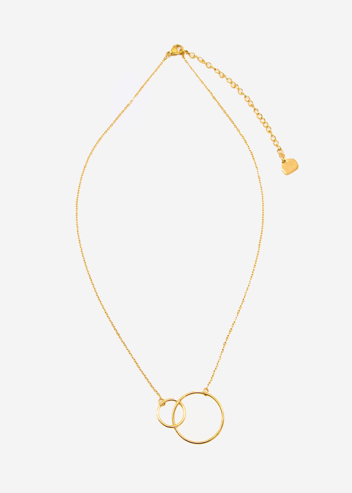 Necklace with 2 circles, gold