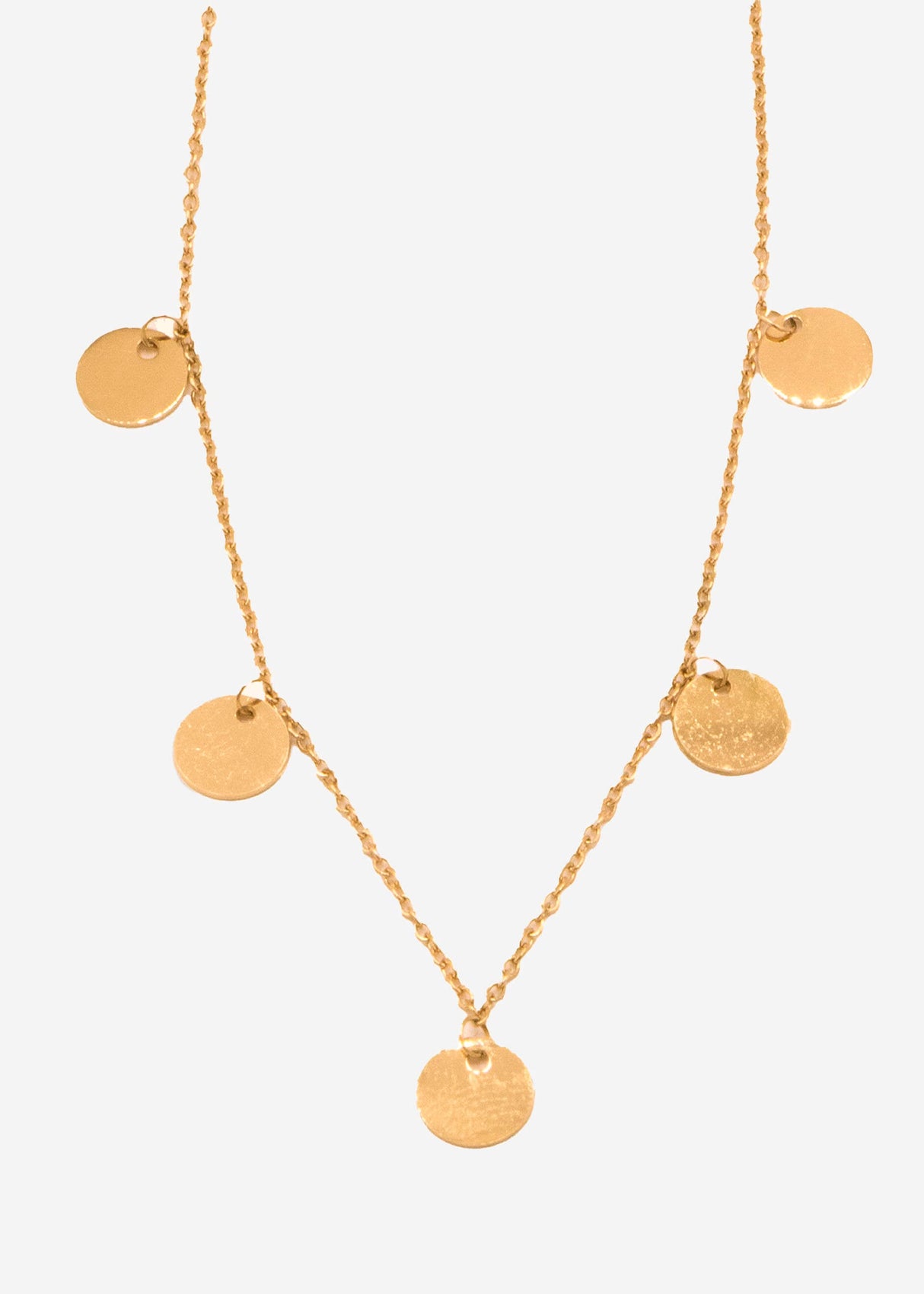 Necklace with round plates, gold