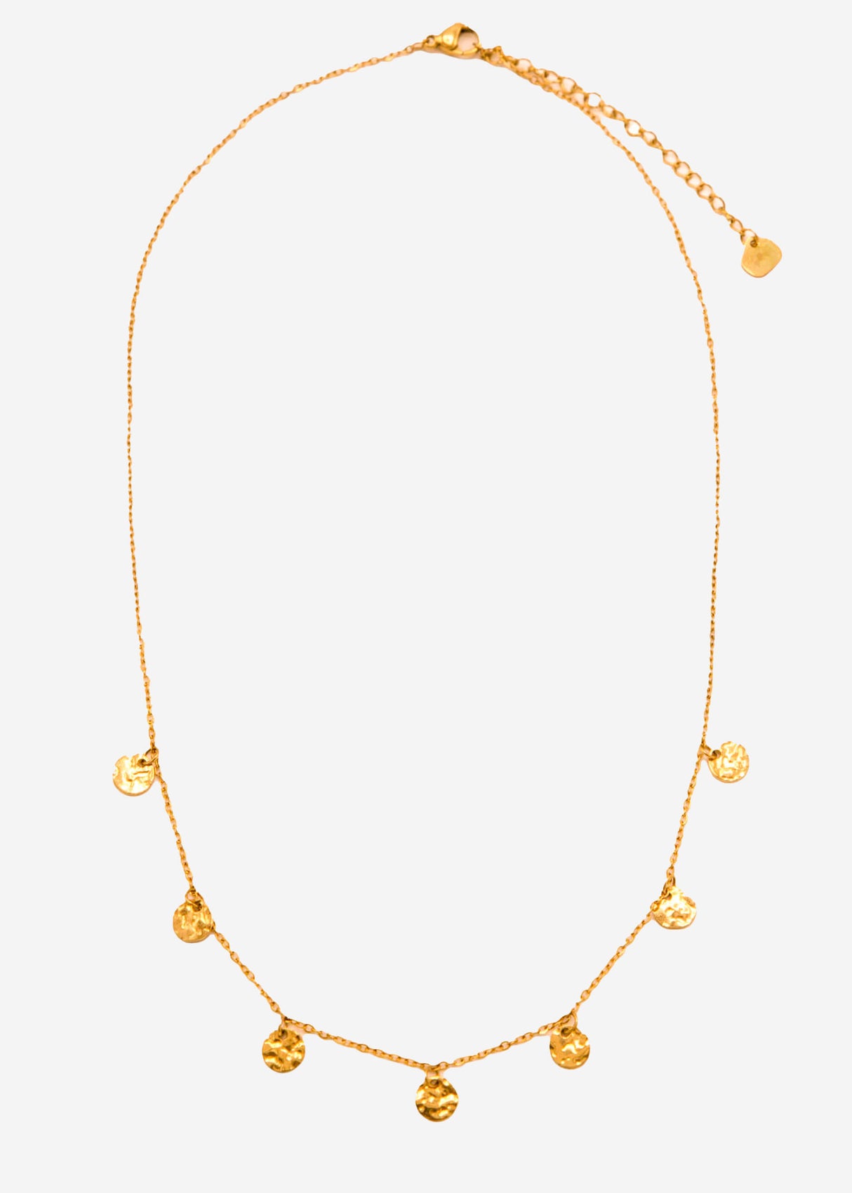 Necklace with delicate hammered plates, gold