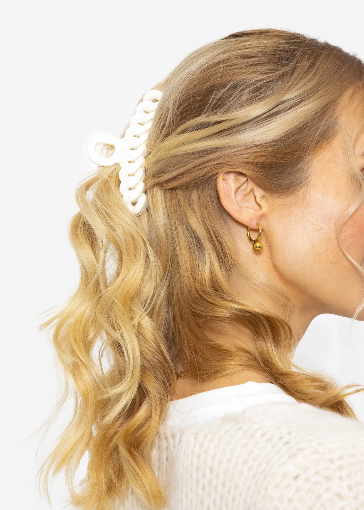 Kettenglieder Haarklammer, beige