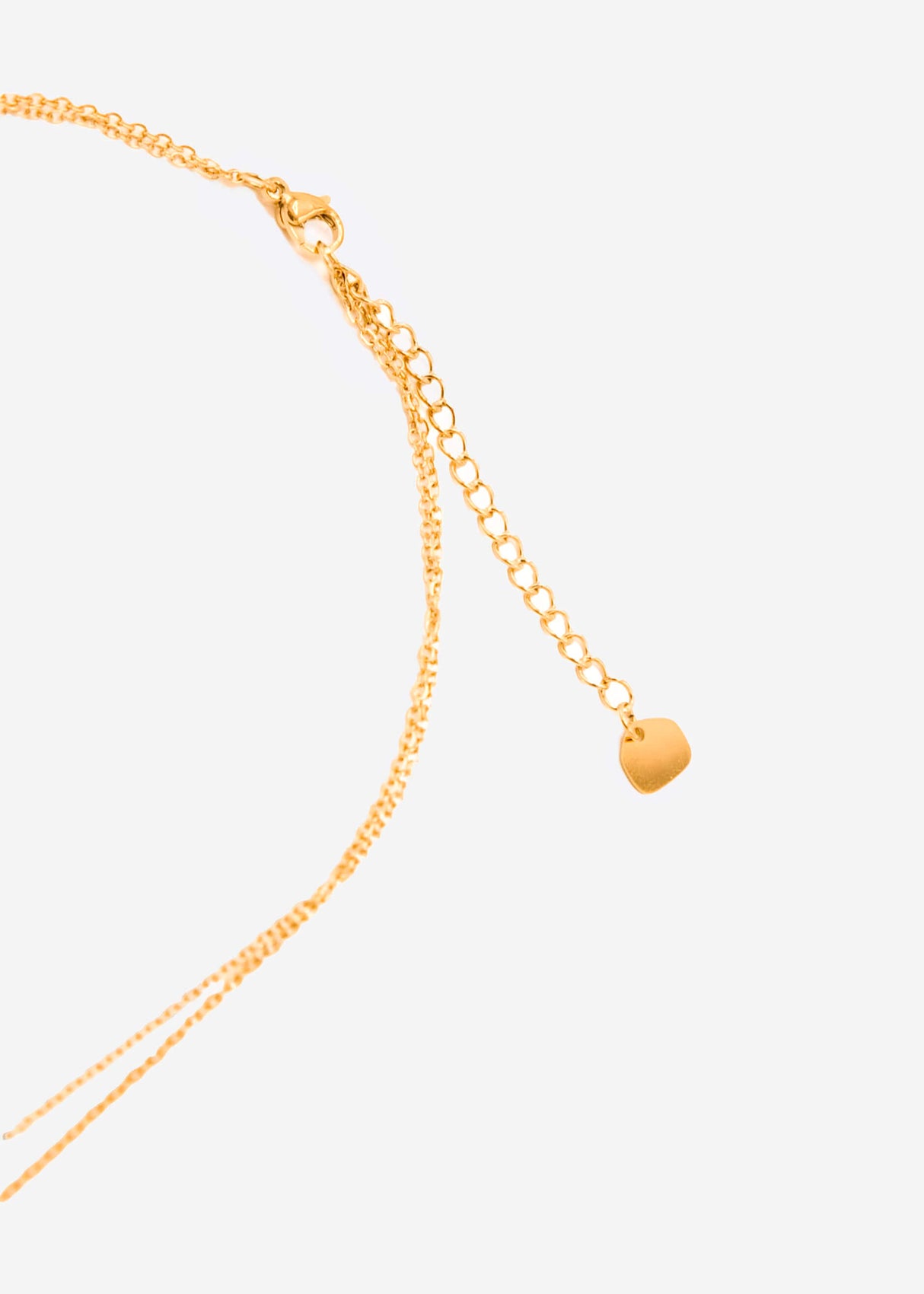 Combined necklace with pendant and delicate plates, gold