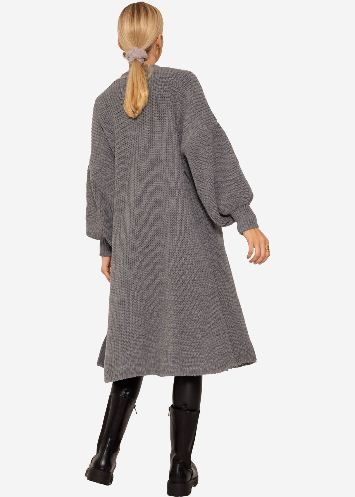 Maxi cardigan with pockets - dark grey