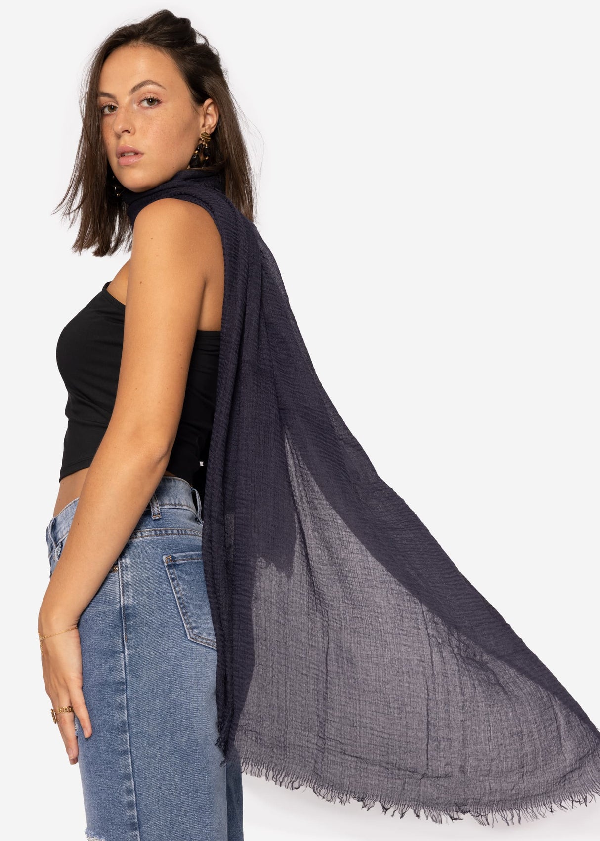 Muslin scarf, dark blue