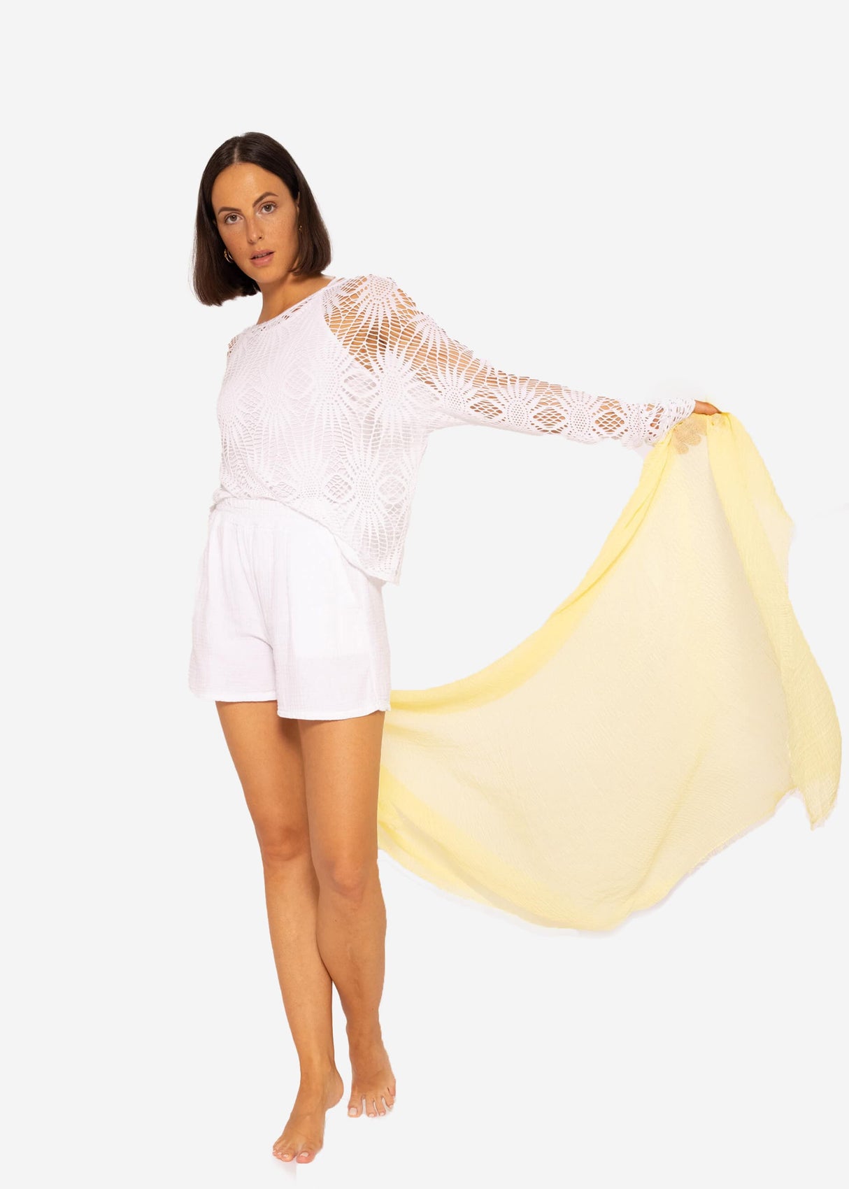 Musselin Schal, gelb