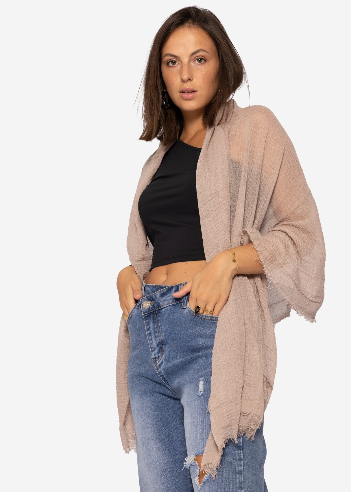 Musselin Schal, taupe