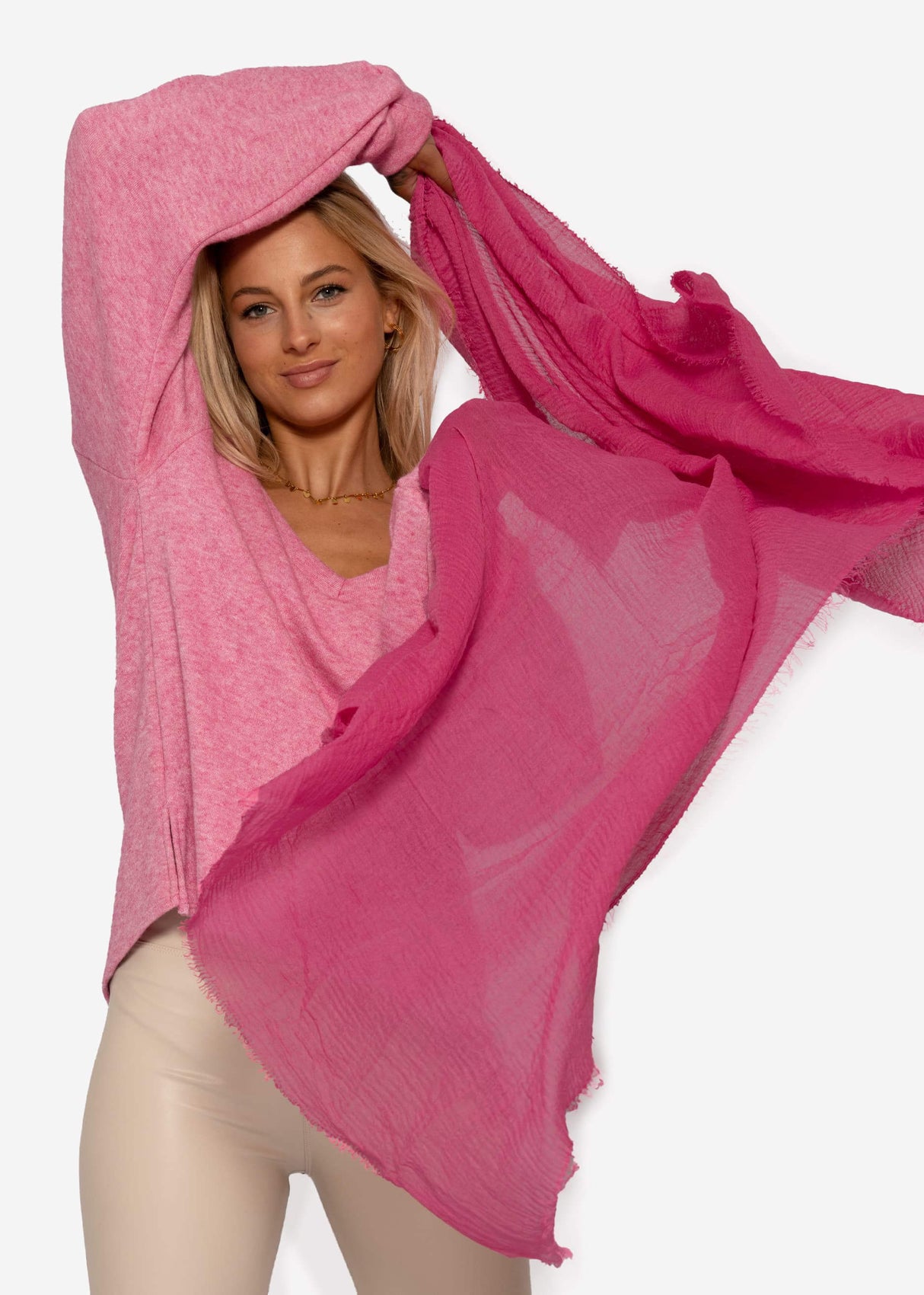 Musselin Schal, helles pink