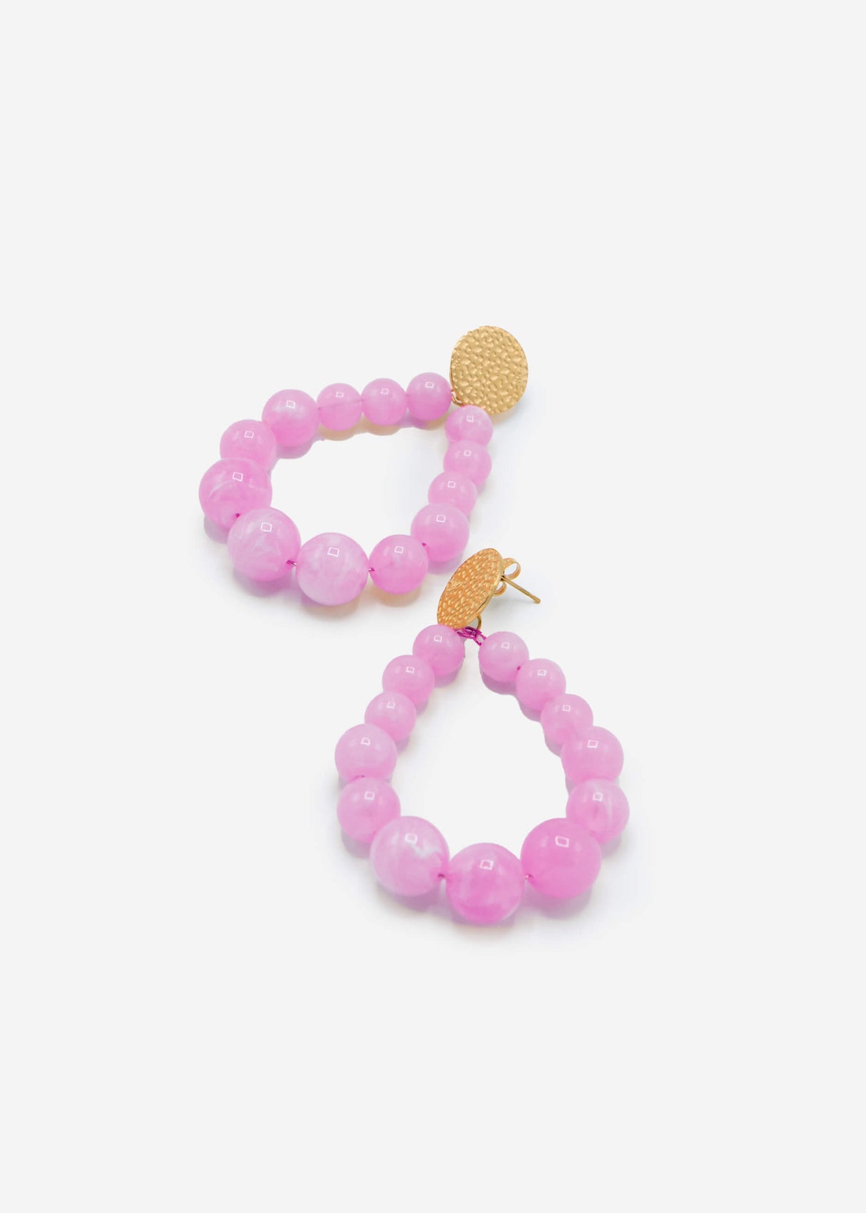 Gold earrings with pearls - lilac