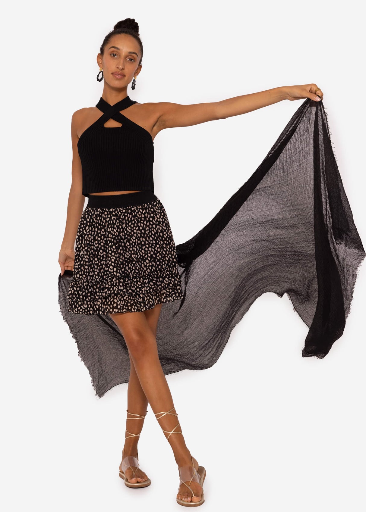 Musselin Schal, schwarz