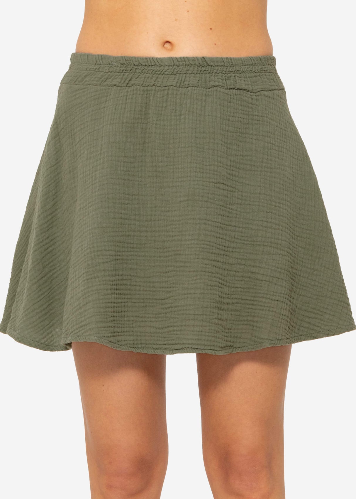 Muslin skirt shorts, khaki