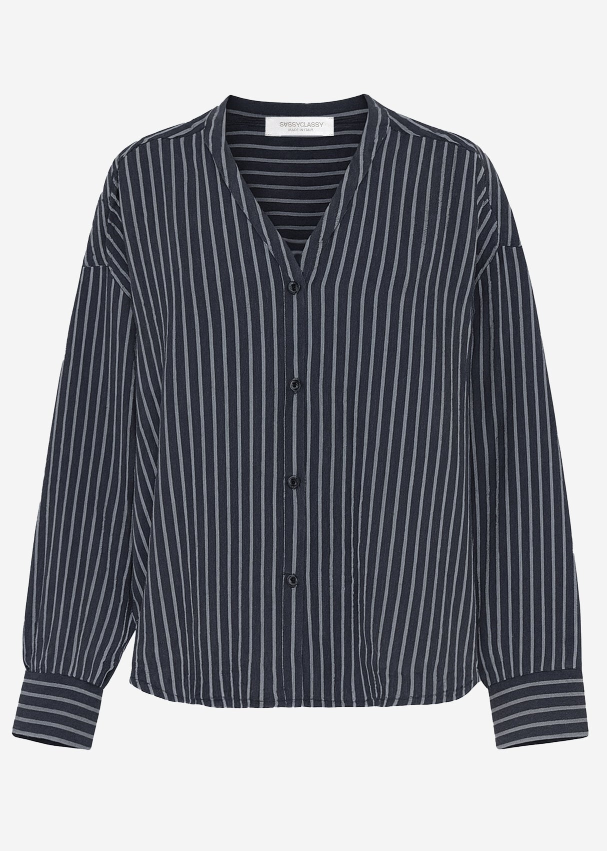 Oversize Musselin Bluse mit hellen Streifen - grau