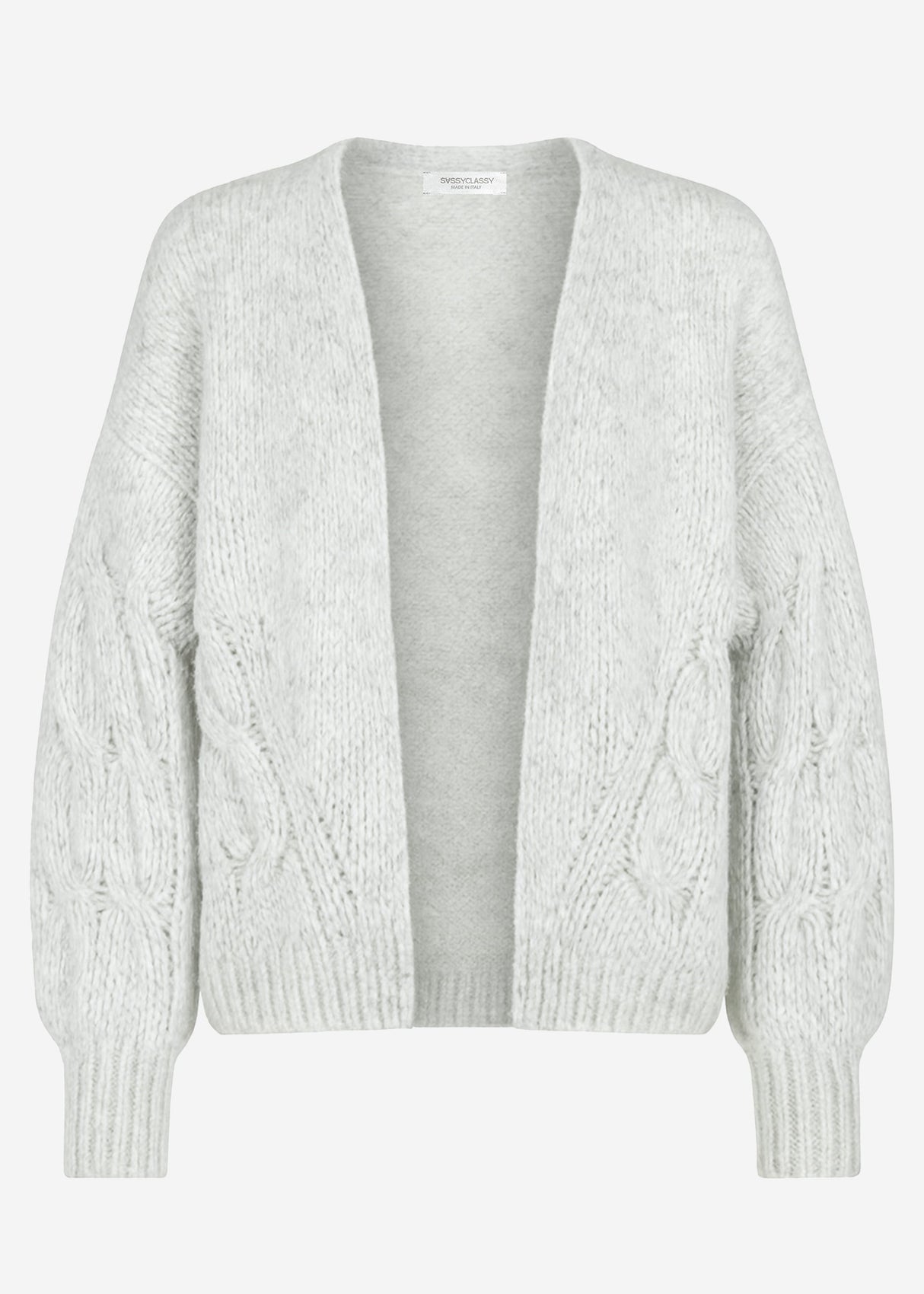 Oversize Cardigan mit Zopfmuster-Detail - hellgrau