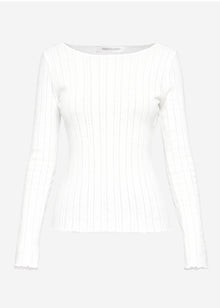 Pointelle Langarmshirt - weiß