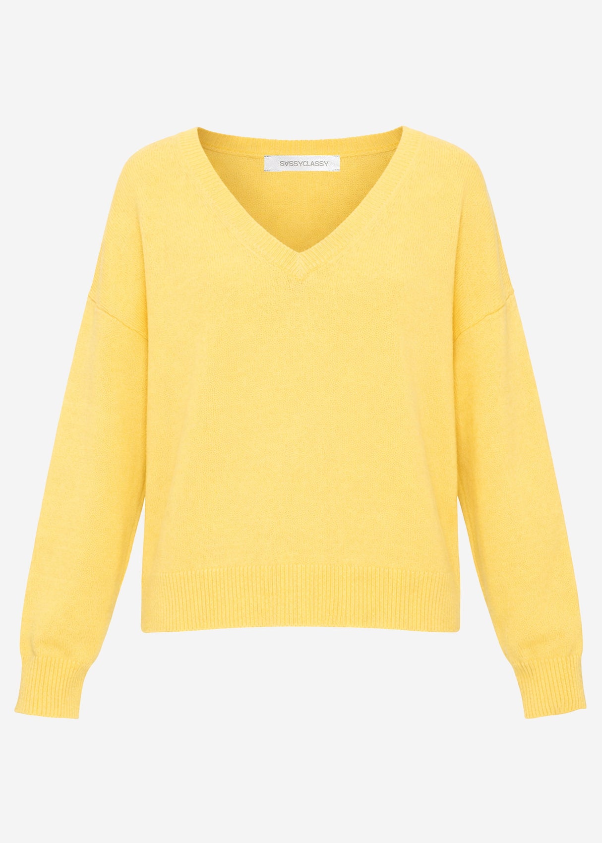 Sweater with deep V-neck - yellow