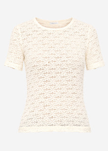 T-Shirt aus floraler Spitze - offwhite