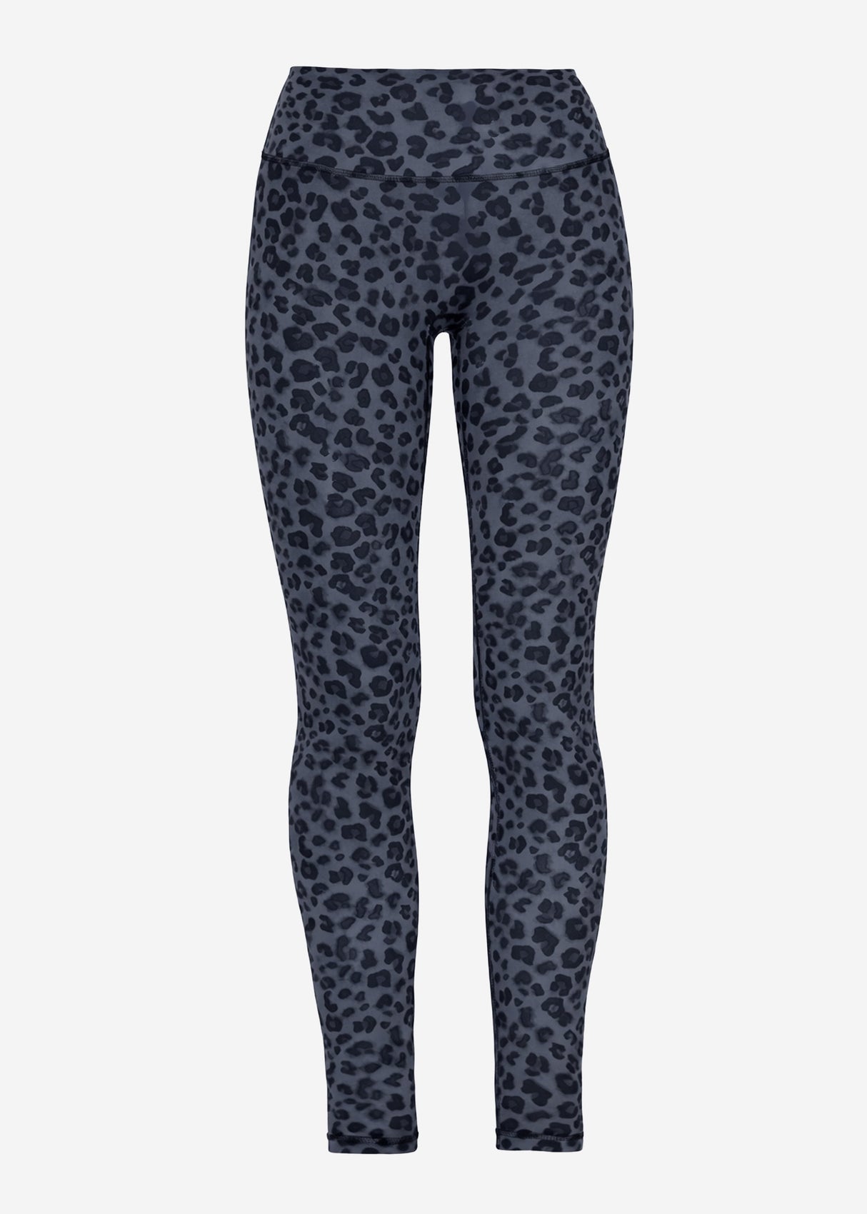 High Waist Sportleggings mit Leo-Print - grau