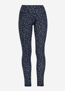 High Waist Sportleggings mit Leo-Print - grau