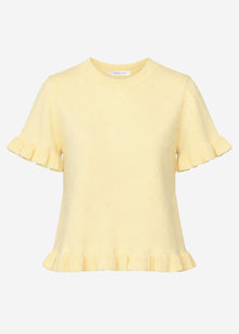 Kurzarm-Shirt mit Volants - buttergelb