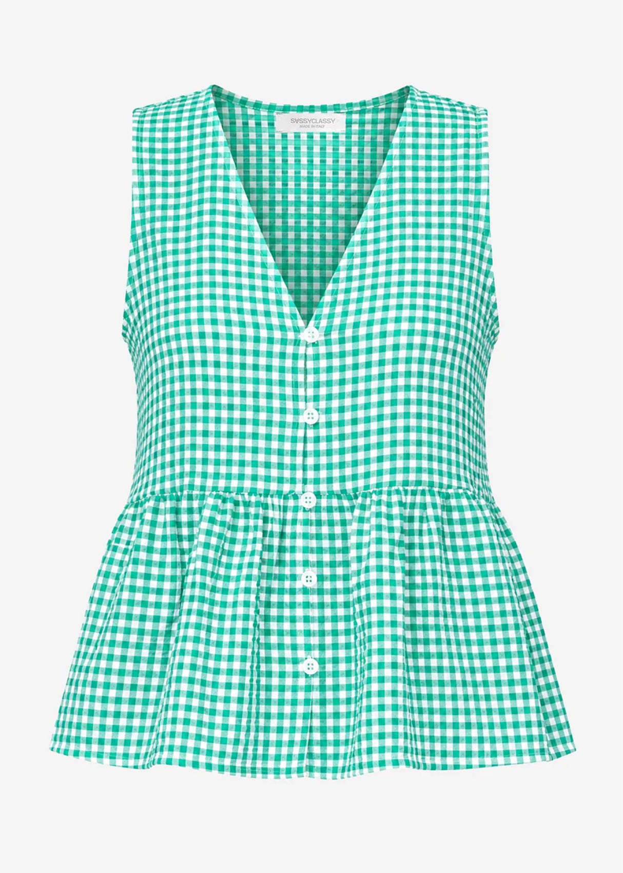 Musselin Top mit Vichy-Print - grün