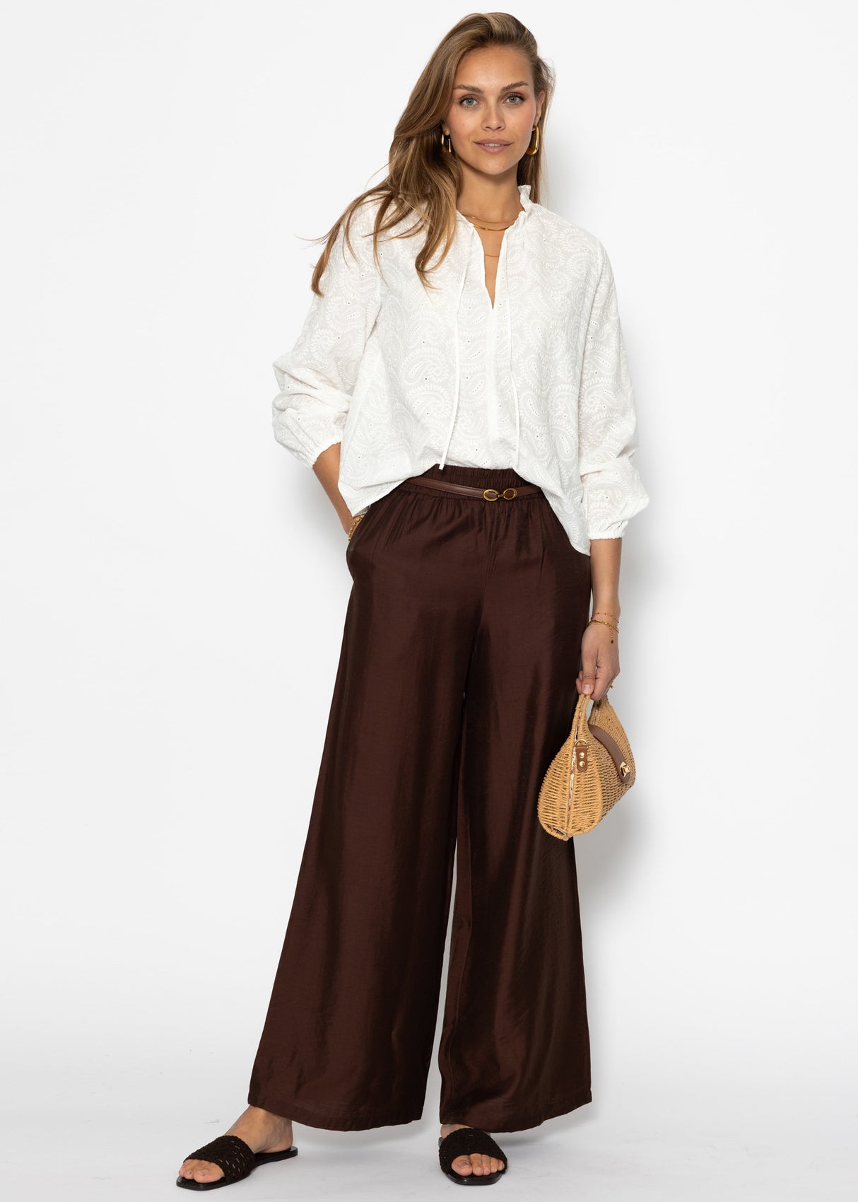 Baumwoll-Spitzen Bluse - weiß