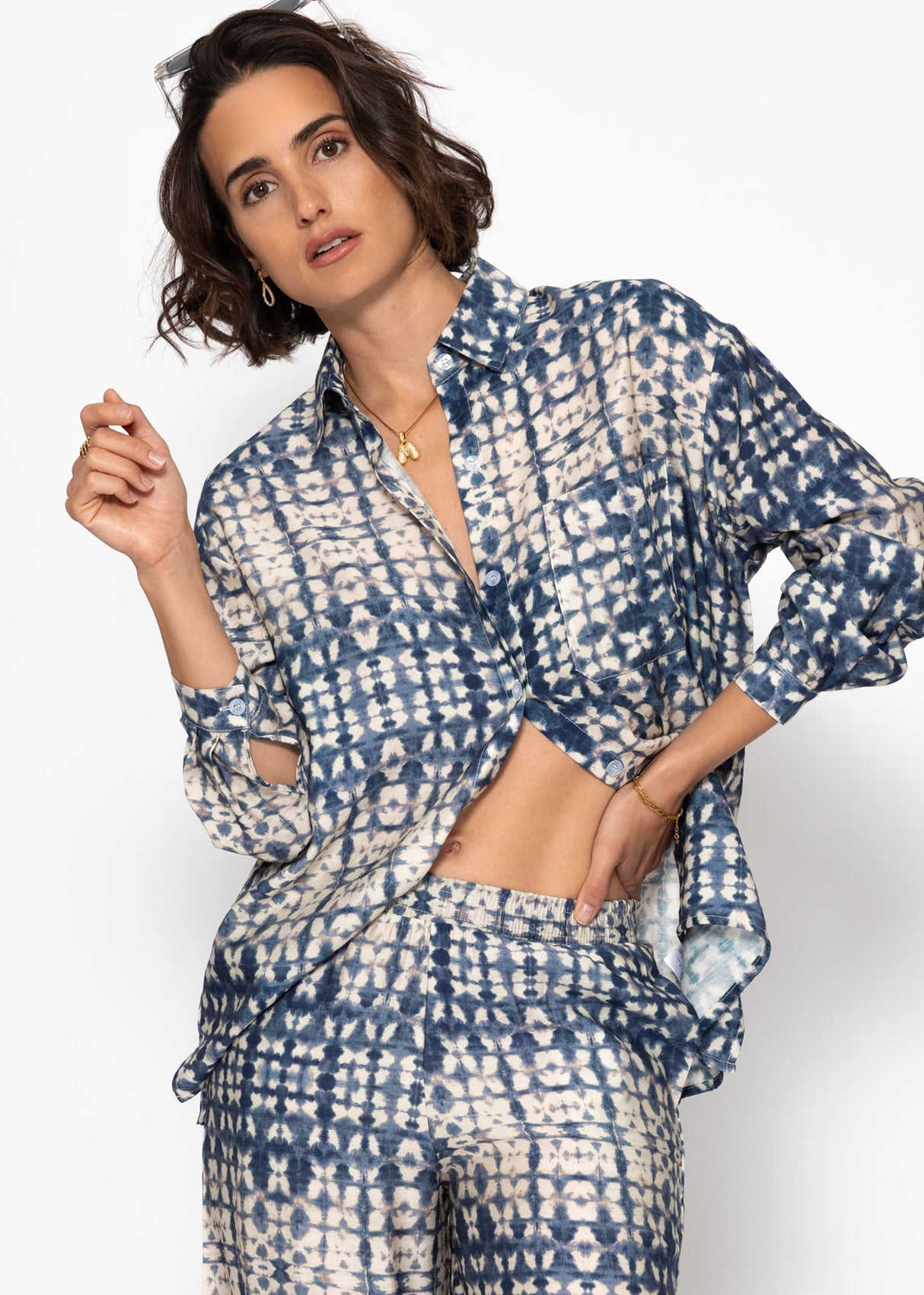 Blouse with print - blue