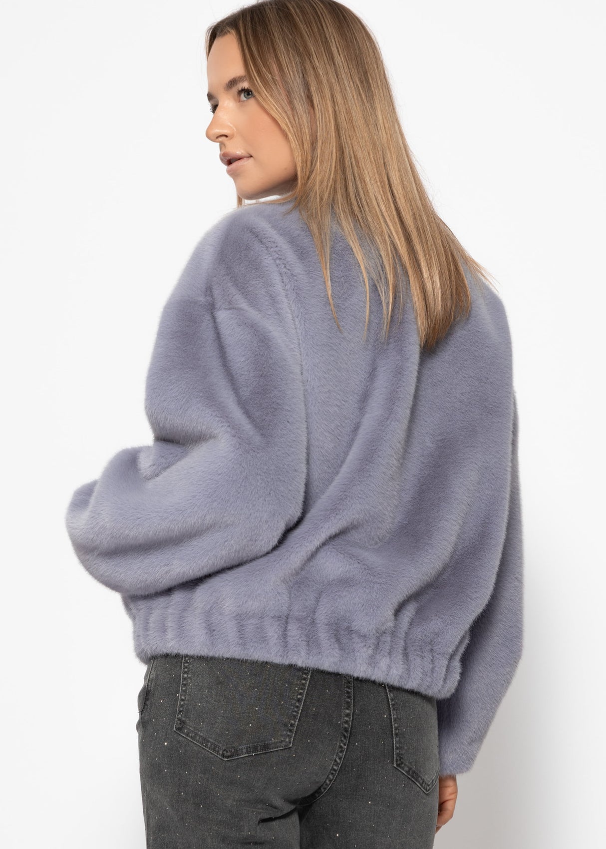 Fellimitation bomber jacket - Taupe