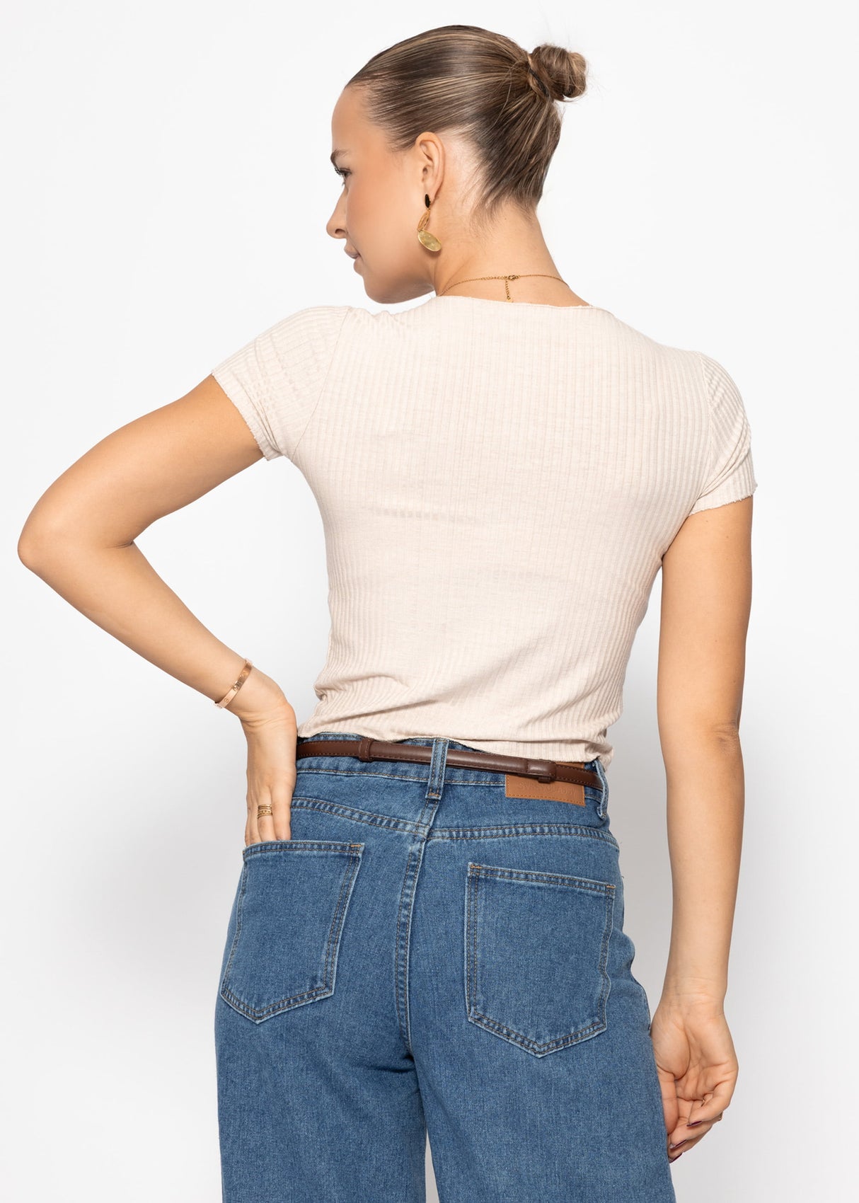 Crop-Shirt, beige