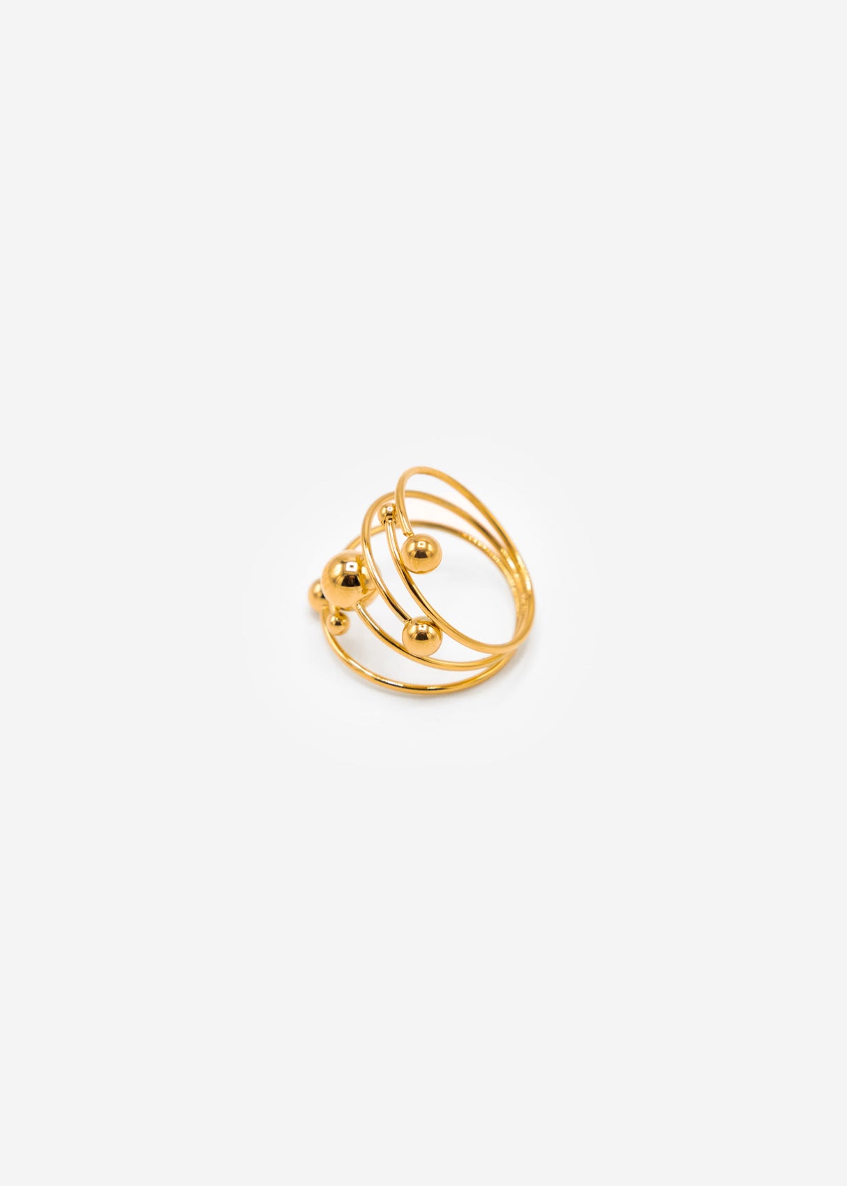 Filigree ring with balls - gold
