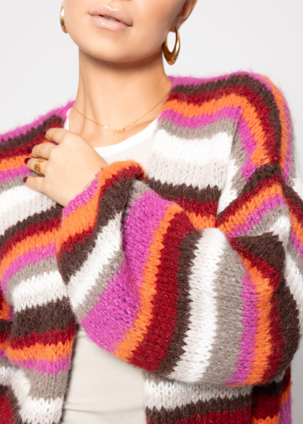 Striped cardigan - pink orange