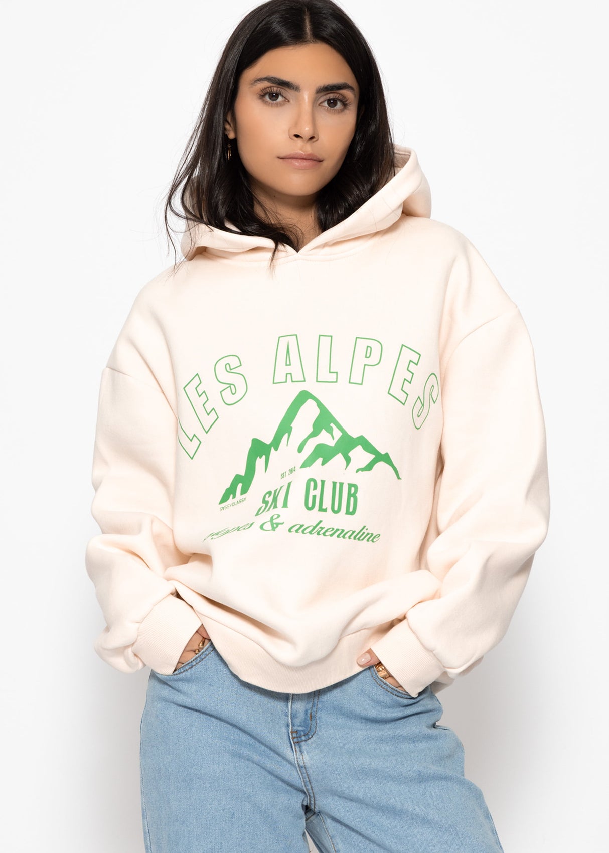 Hoodie mit Ski-Print - offwhite