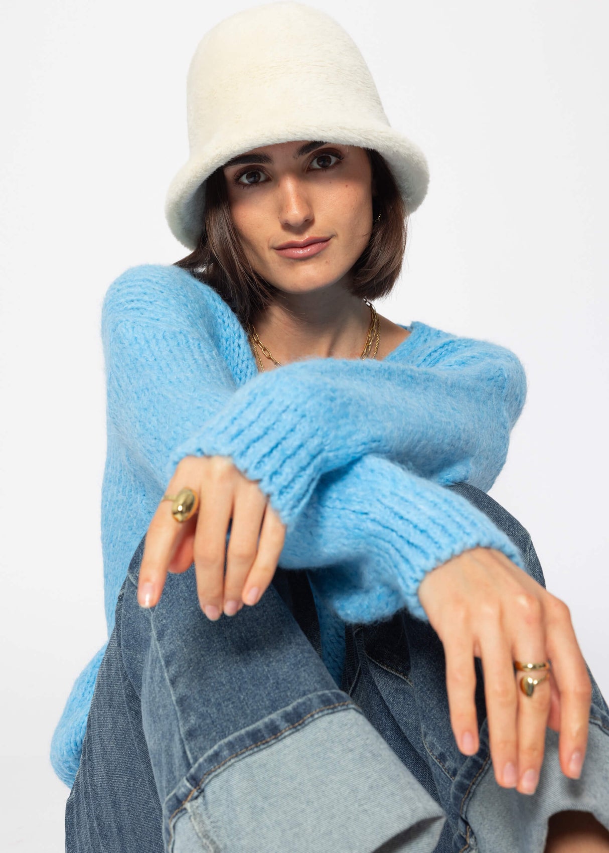 Faux fur hat - off-white