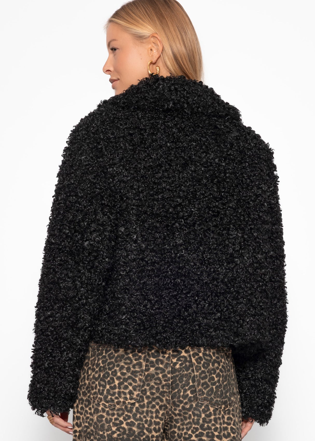 Teddy fur jacket - black