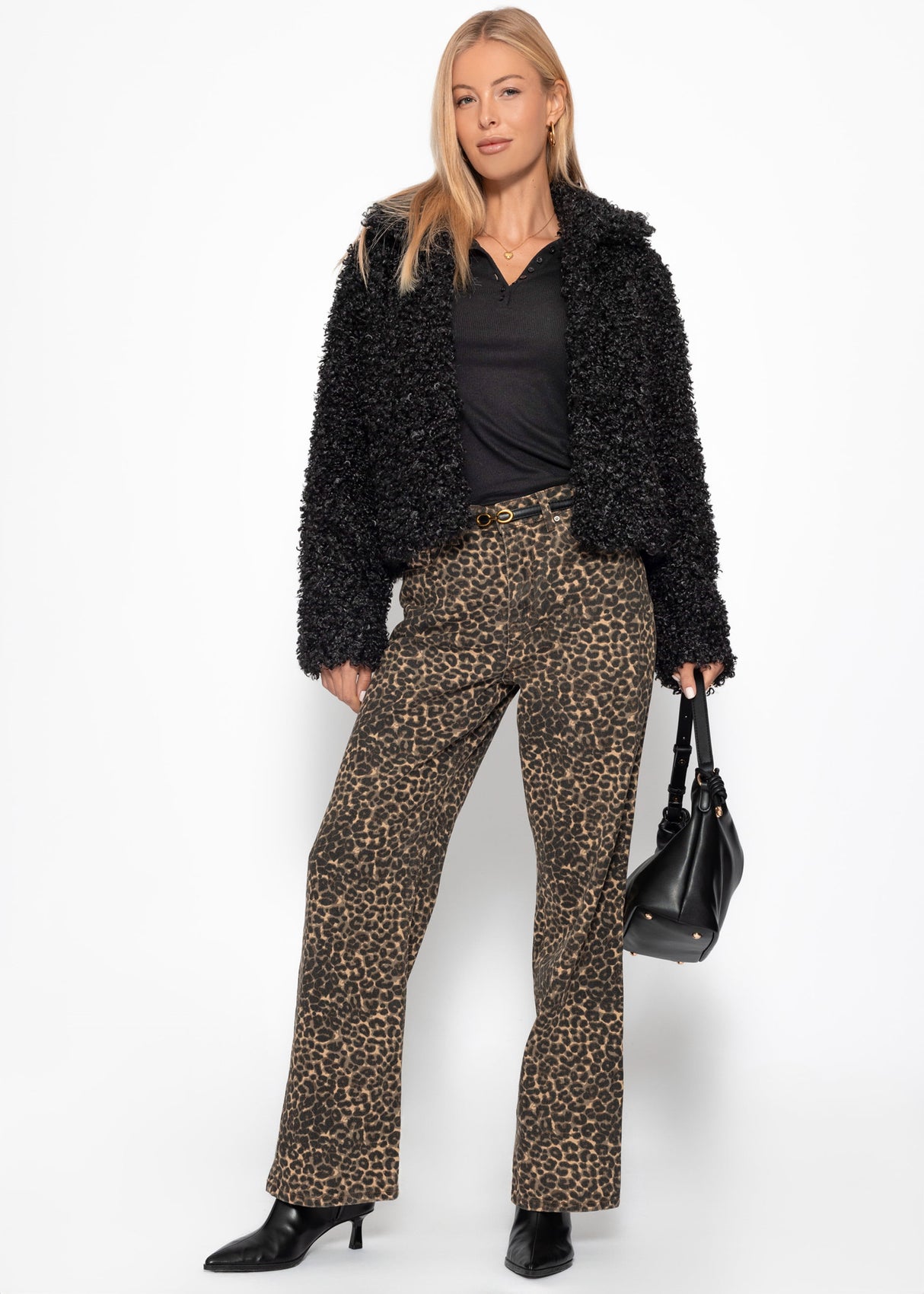 Teddy fur jacket - black